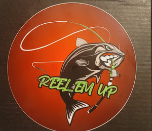 8" Round REEL EM UP logo sticker/decal